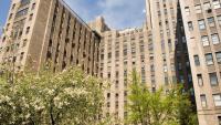 columbia building on spring day